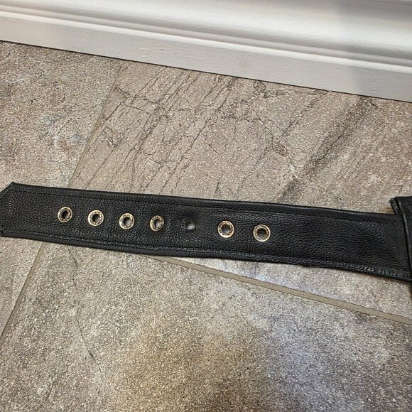 Vintage asphalt black zipper Leather Motorcycle Biker Chaps Mens XXL - Picture 8 of 16